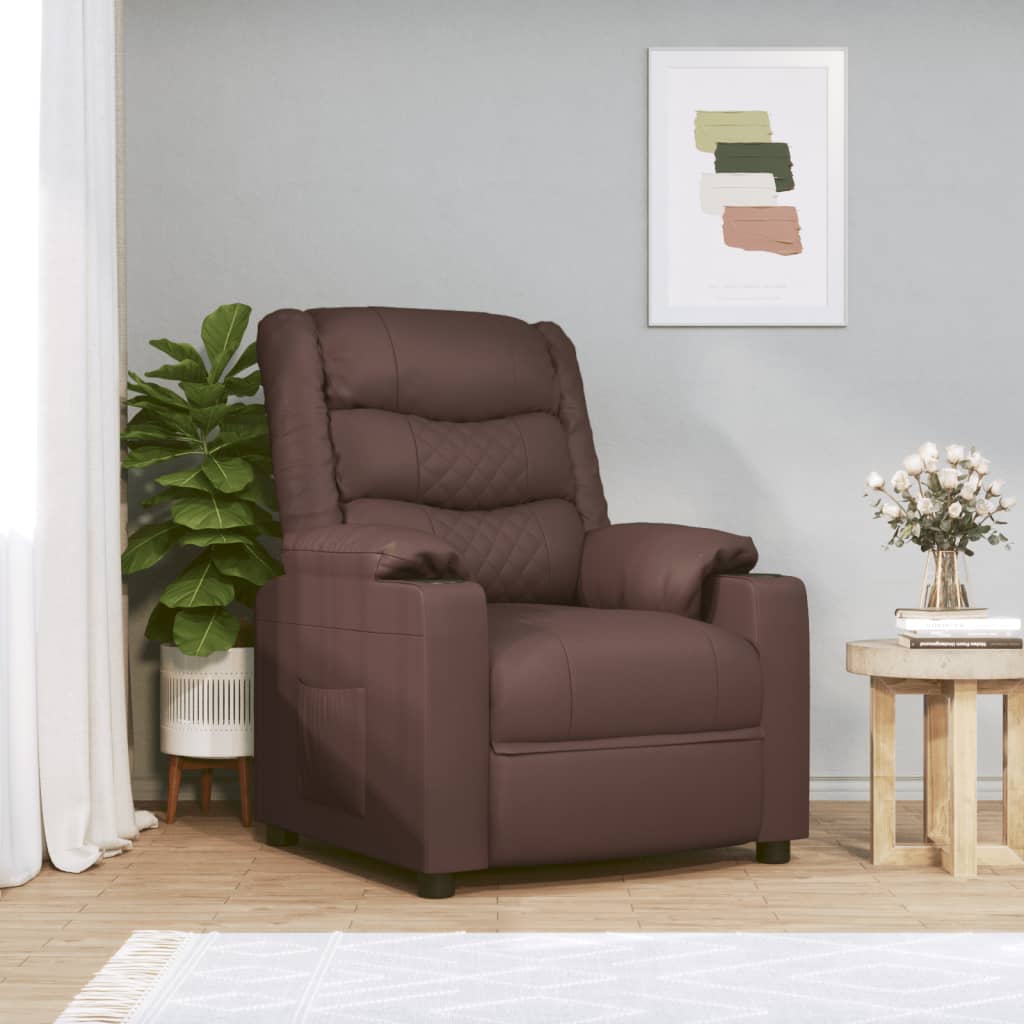 Recliner Chair Brown Faux Leather