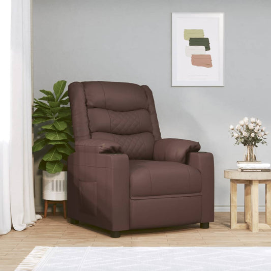 Recliner Chair Brown Faux Leather
