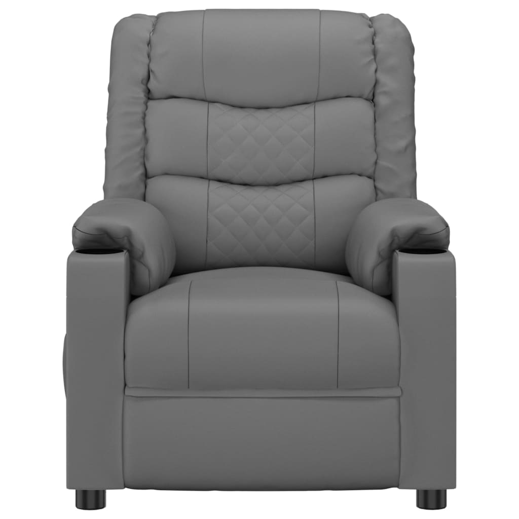 Recliner Chair Grey Faux Leather