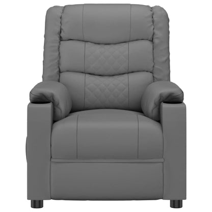 Recliner Chair Grey Faux Leather