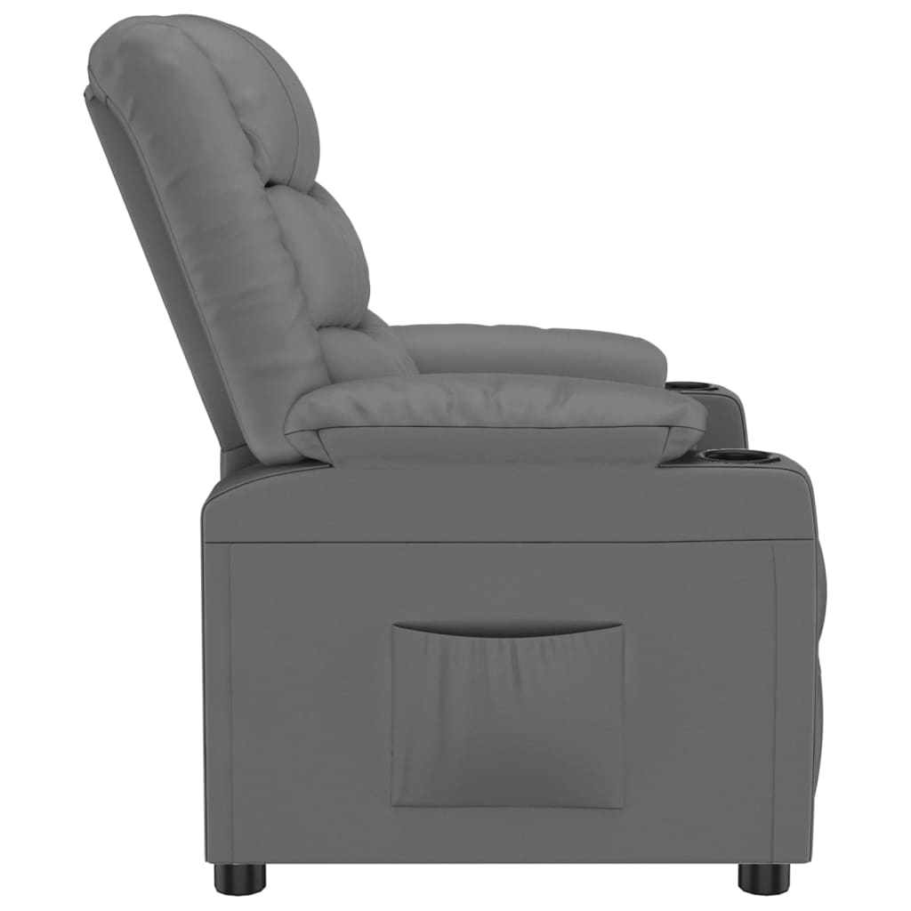 Recliner Chair Grey Faux Leather