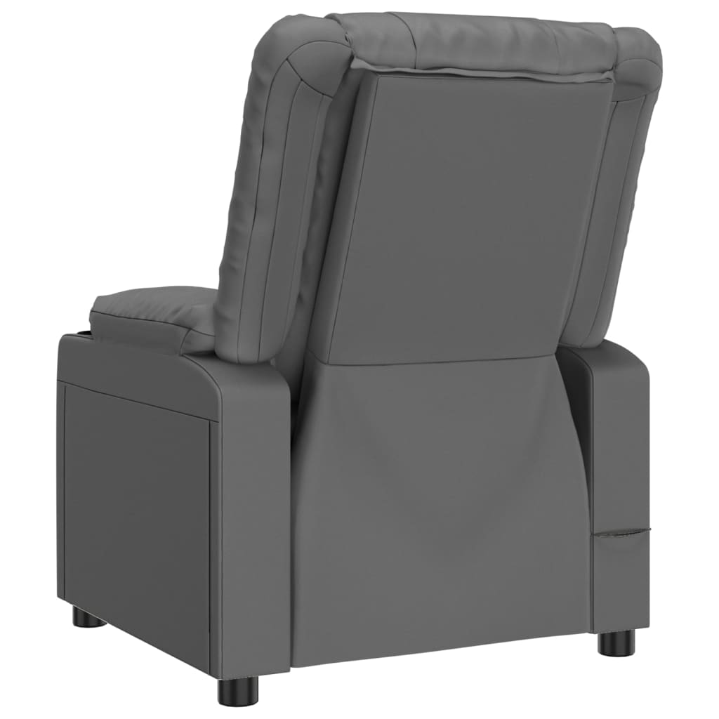 Recliner Chair Grey Faux Leather