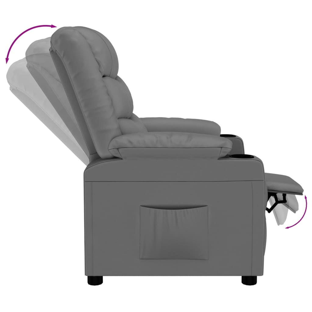 Recliner Chair Grey Faux Leather
