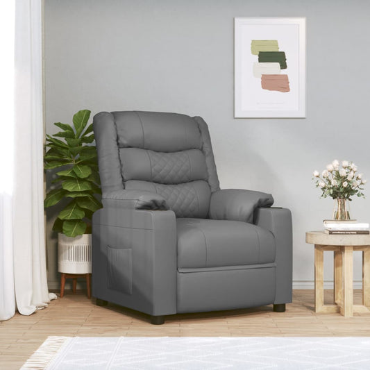 Recliner Chair Grey Faux Leather