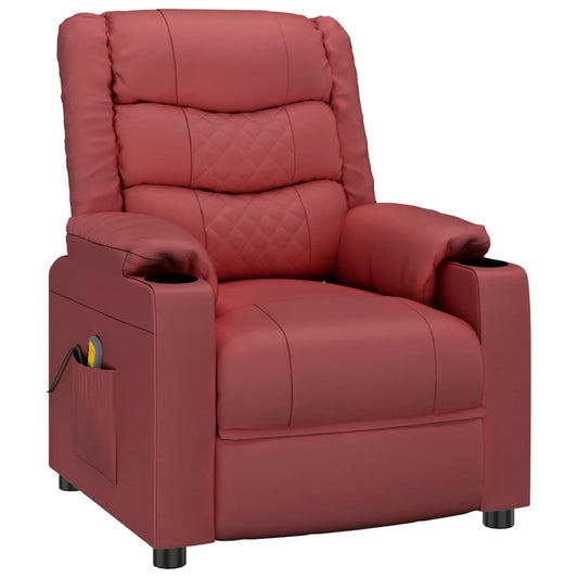 Recliner Chair Wine Red Faux Leather
