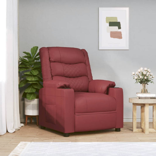Recliner Chair Wine Red Faux Leather