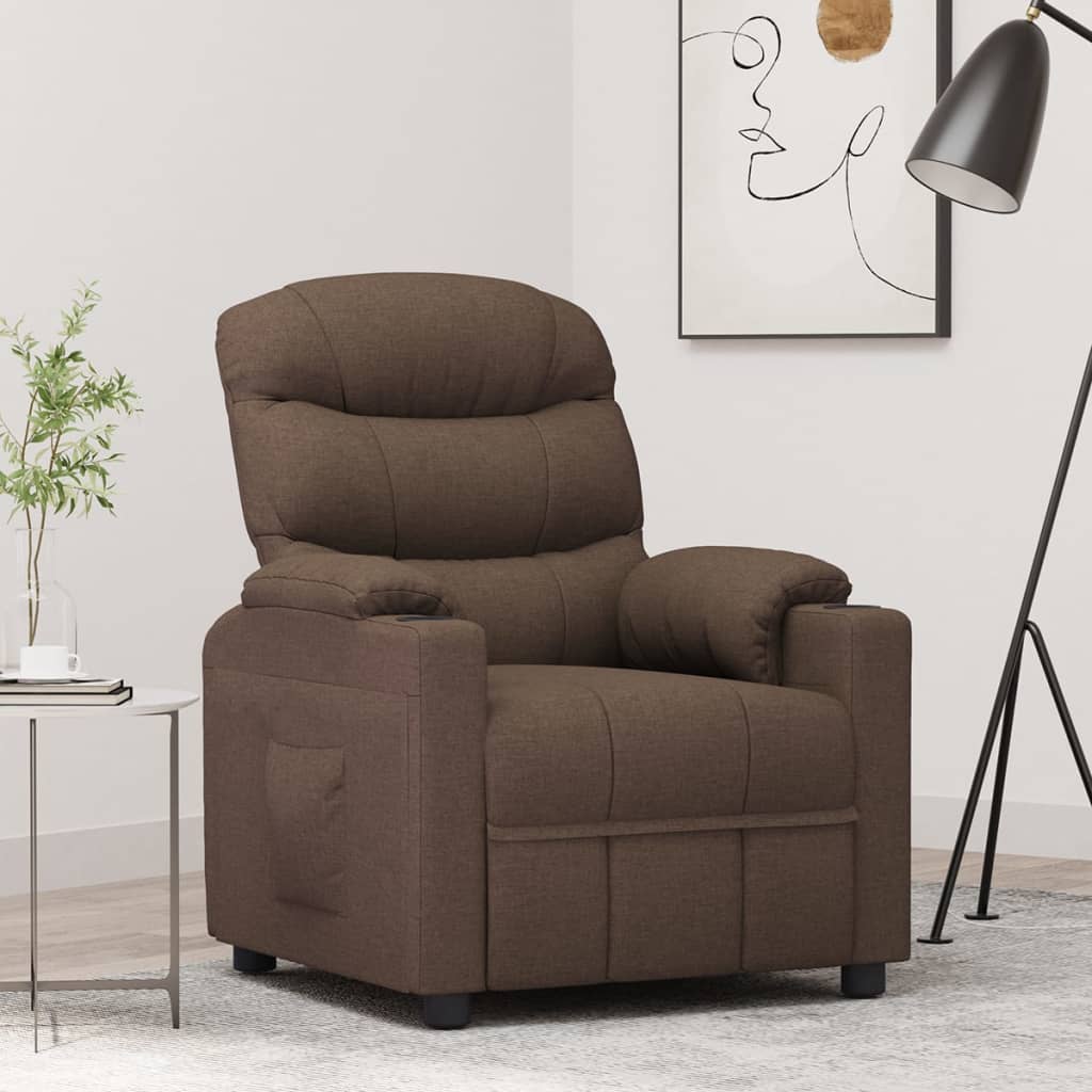 Recliner Chair Brown Fabric
