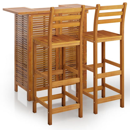 Garden Bar Set | Natural Wood | Solid Acacia Wood | Compact | Footrest