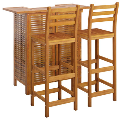 Garden Bar Set | Natural Wood | Solid Acacia Wood | Compact | Footrest