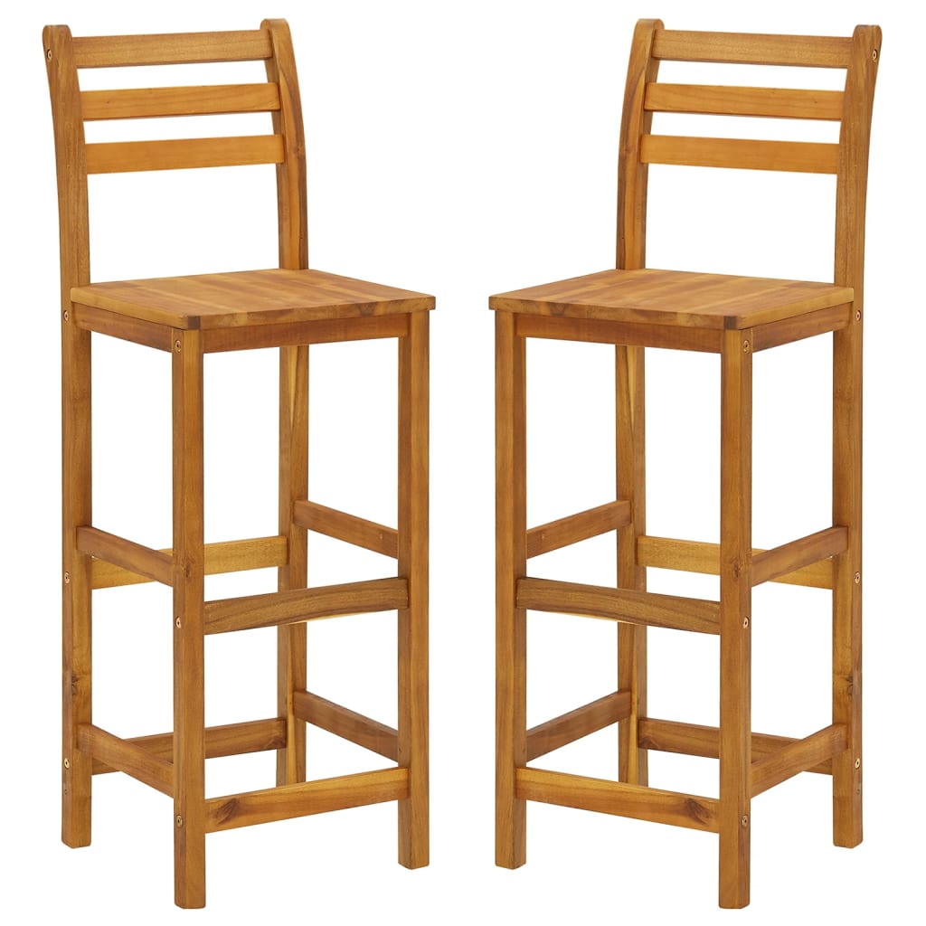 Garden Bar Set | Natural Wood | Solid Acacia Wood | Compact | Footrest
