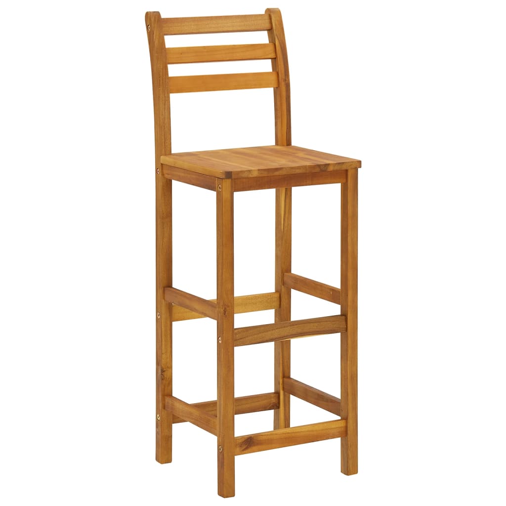 Garden Bar Set | Natural Wood | Solid Acacia Wood | Compact | Footrest