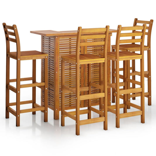 Garden Bar Set | Brown | Solid Acacia wood | Medium | Footrest