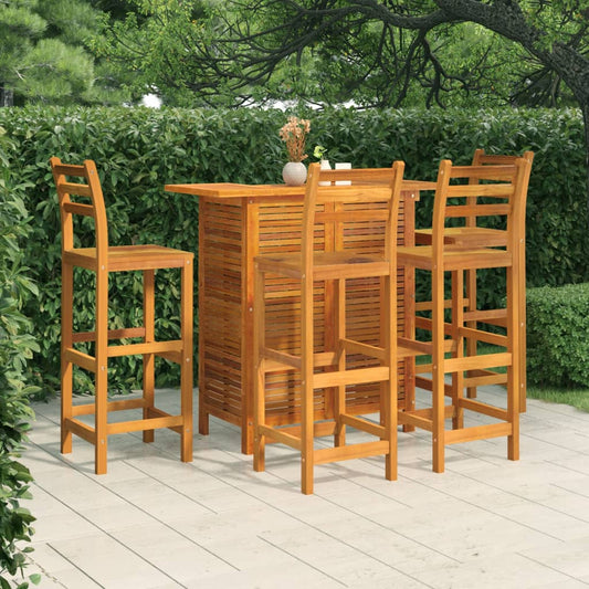 Garden Bar Set | Brown | Solid Acacia wood | Medium | Footrest