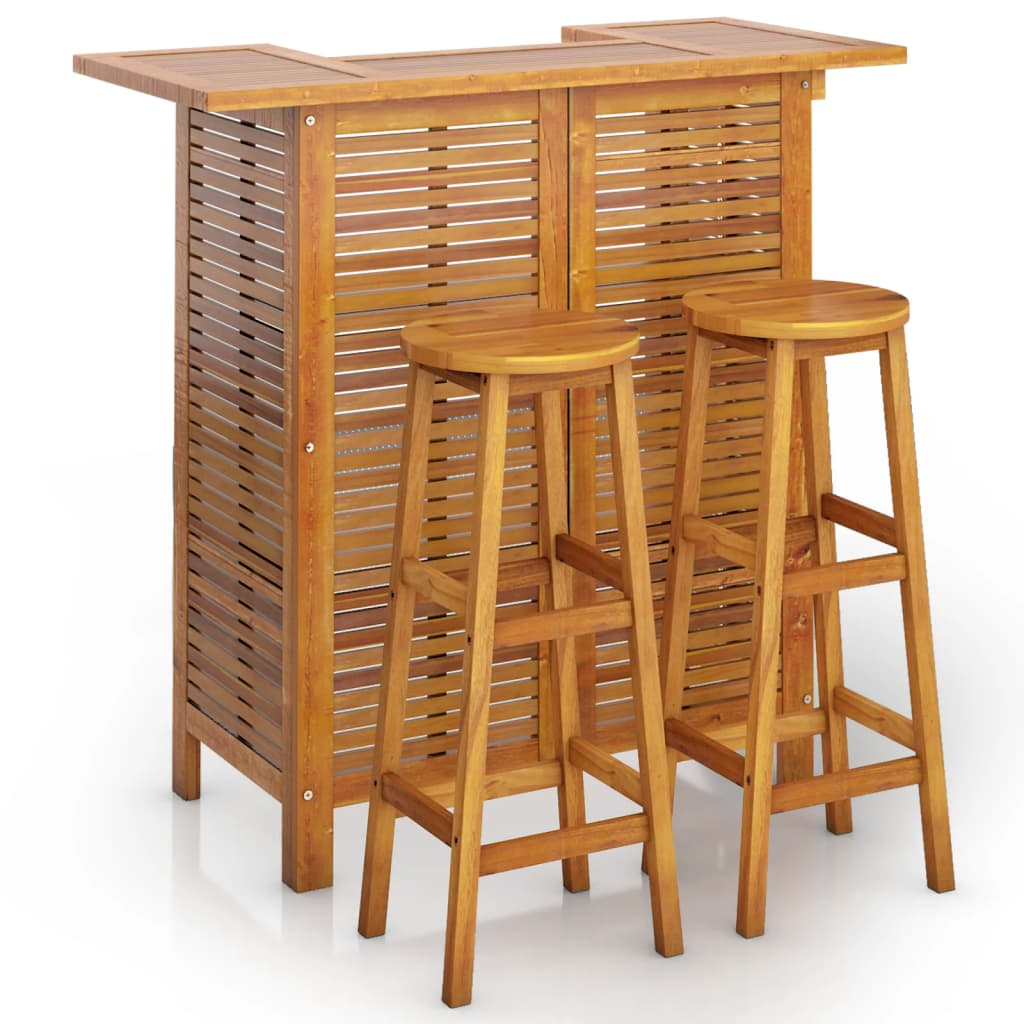 Garden Bar Set | Natural wood | Solid Acacia wood | 3 Piece Set