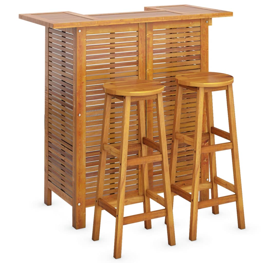 Garden Bar Set | Natural wood | Solid Acacia wood | 3 Piece Set