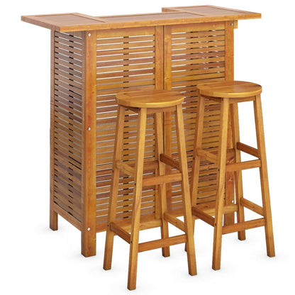 Garden Bar Set | Natural wood | Solid Acacia wood | 3 Piece Set