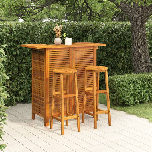 Garden Bar Set | Natural wood | Solid Acacia wood | 3 Piece Set