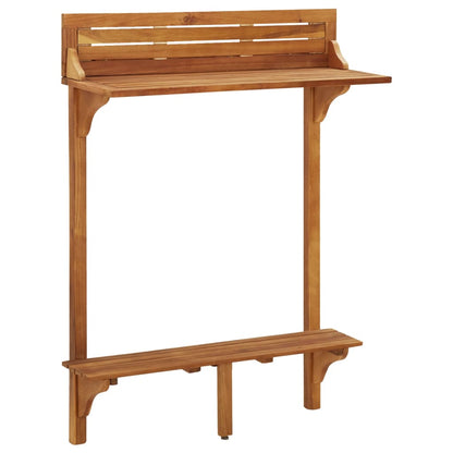 Balcony Bar Set | Brown | Solid Acacia Wood | Medium | With Footrest