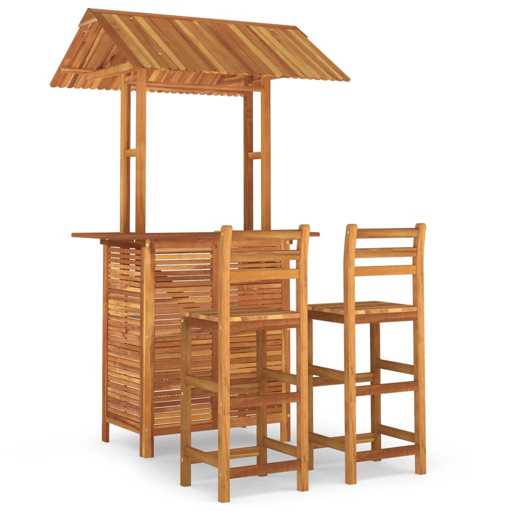 Garden Bar Set | Natural wood | Solid acacia wood | Medium | Footrest
