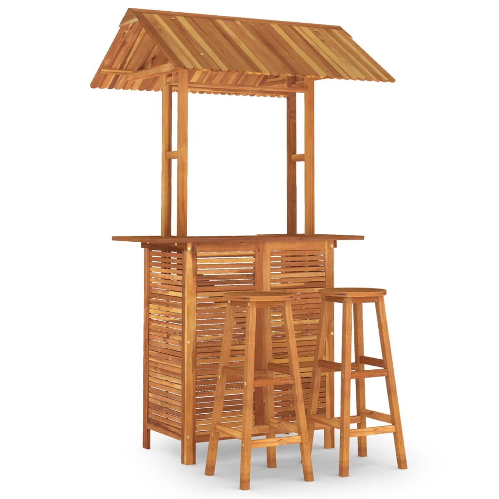 Garden Bar Set | Brown | Solid Acacia wood | Medium | Footrest