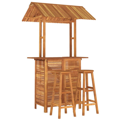 Garden Bar Set | Brown | Solid Acacia wood | Medium | Footrest