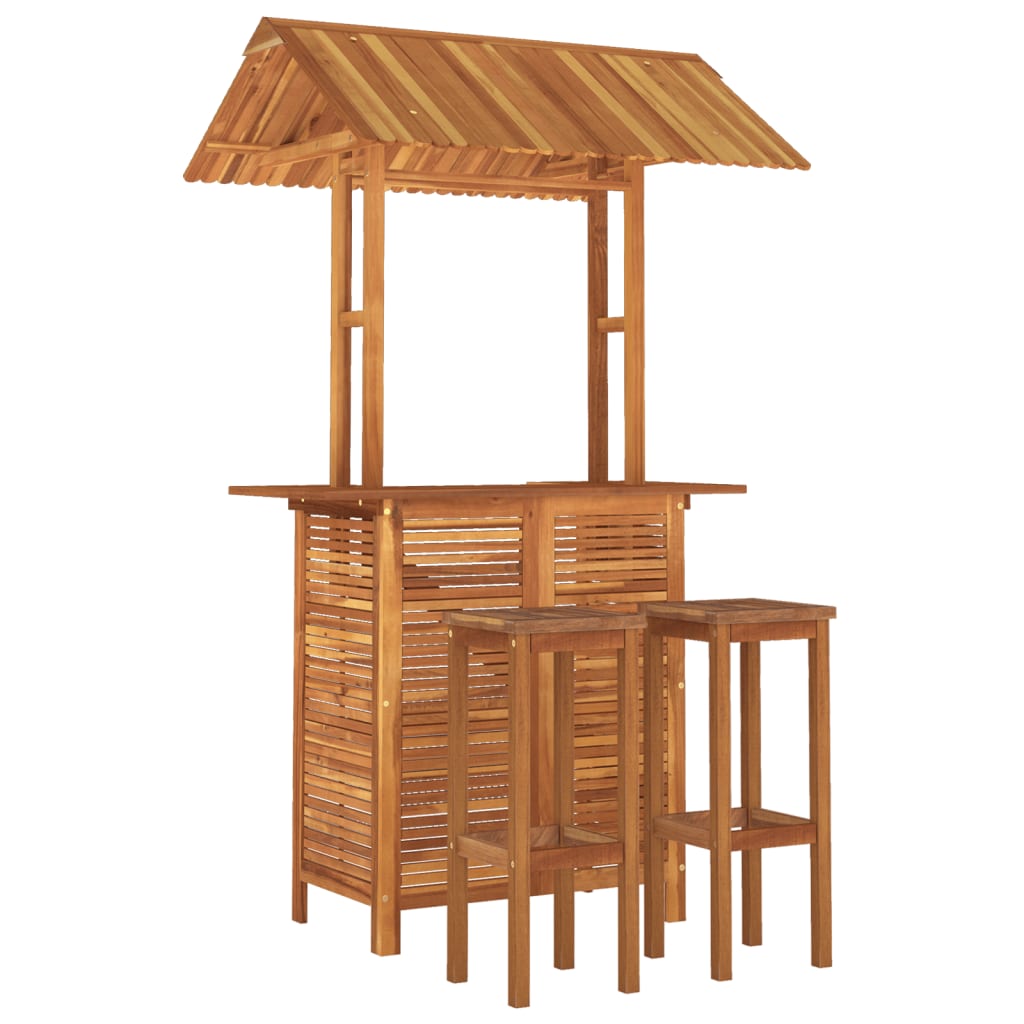 Garden Bar Set | Natural wood | Solid Acacia wood | Large | Footrest