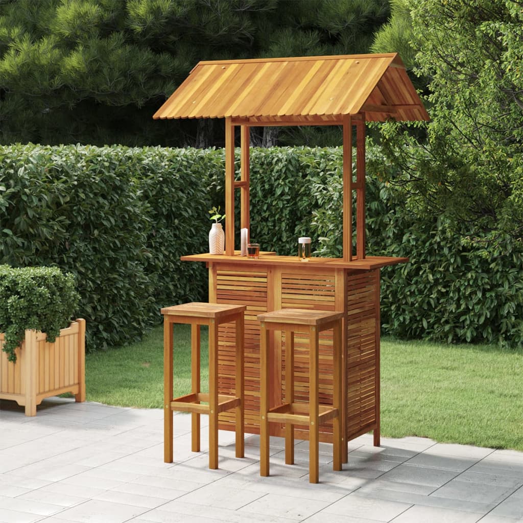 Garden Bar Set | Natural wood | Solid Acacia wood | Large | Footrest