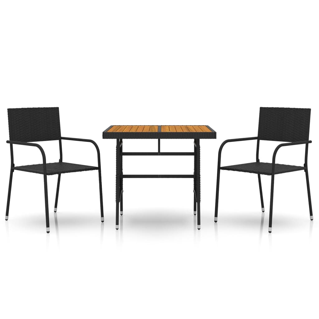 Outdoor Dining Set | Black | PE rattan, steel, solid acacia wood