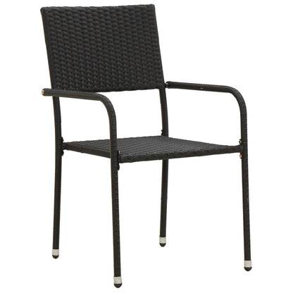 Outdoor Dining Set | Black | PE rattan, steel, solid acacia wood