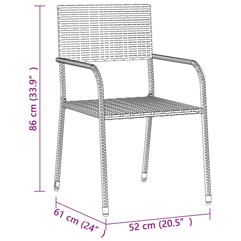 Outdoor Dining Set | Black | PE rattan, steel, solid acacia wood