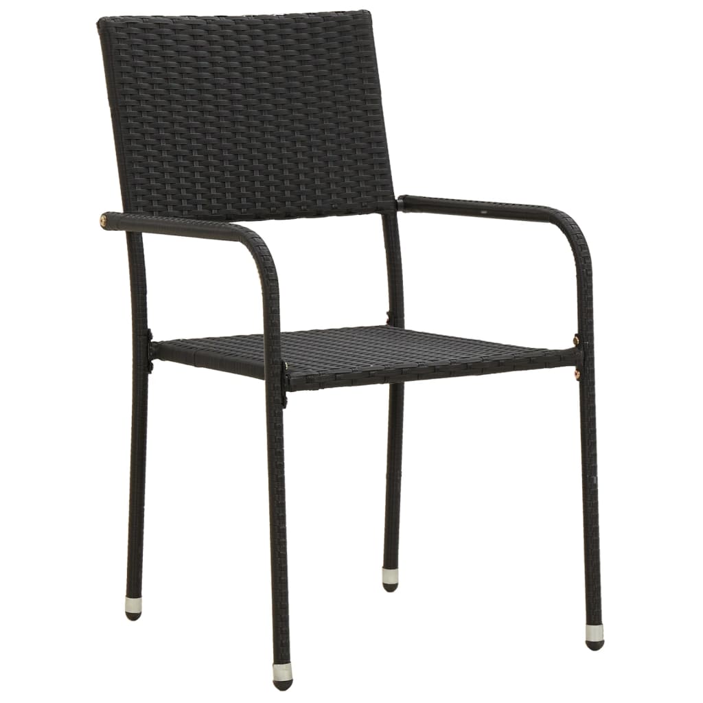 Outdoor Dining Set | Black | PE rattan, steel, solid acacia wood
