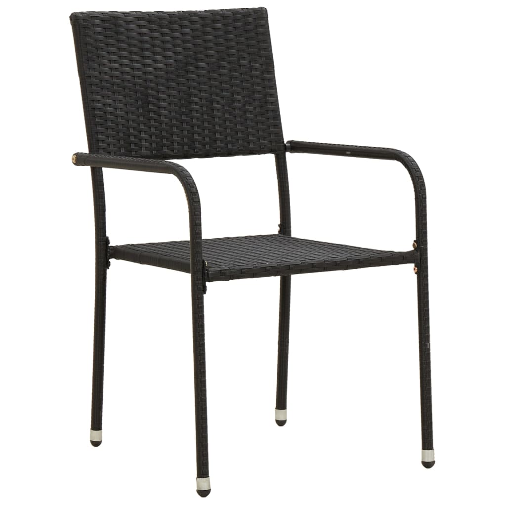 Outdoor Dining Set | Black | PE rattan, steel, solid acacia wood | Medium