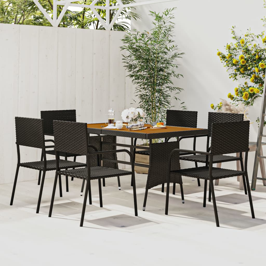 Outdoor Dining Set | Black | PE rattan | Large | Ergonomic