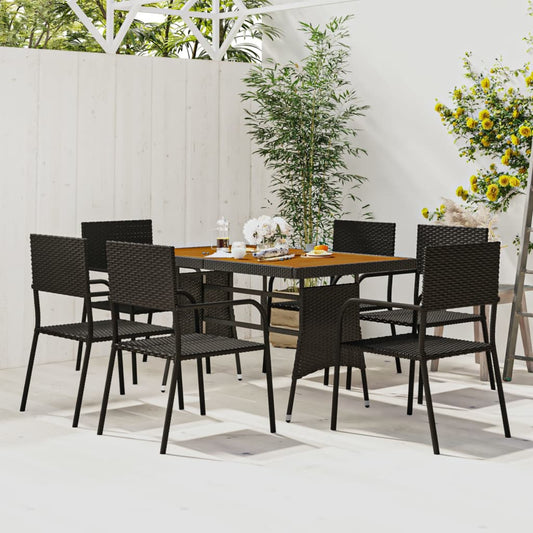 Outdoor Dining Set | Black | PE rattan | Large | Ergonomic
