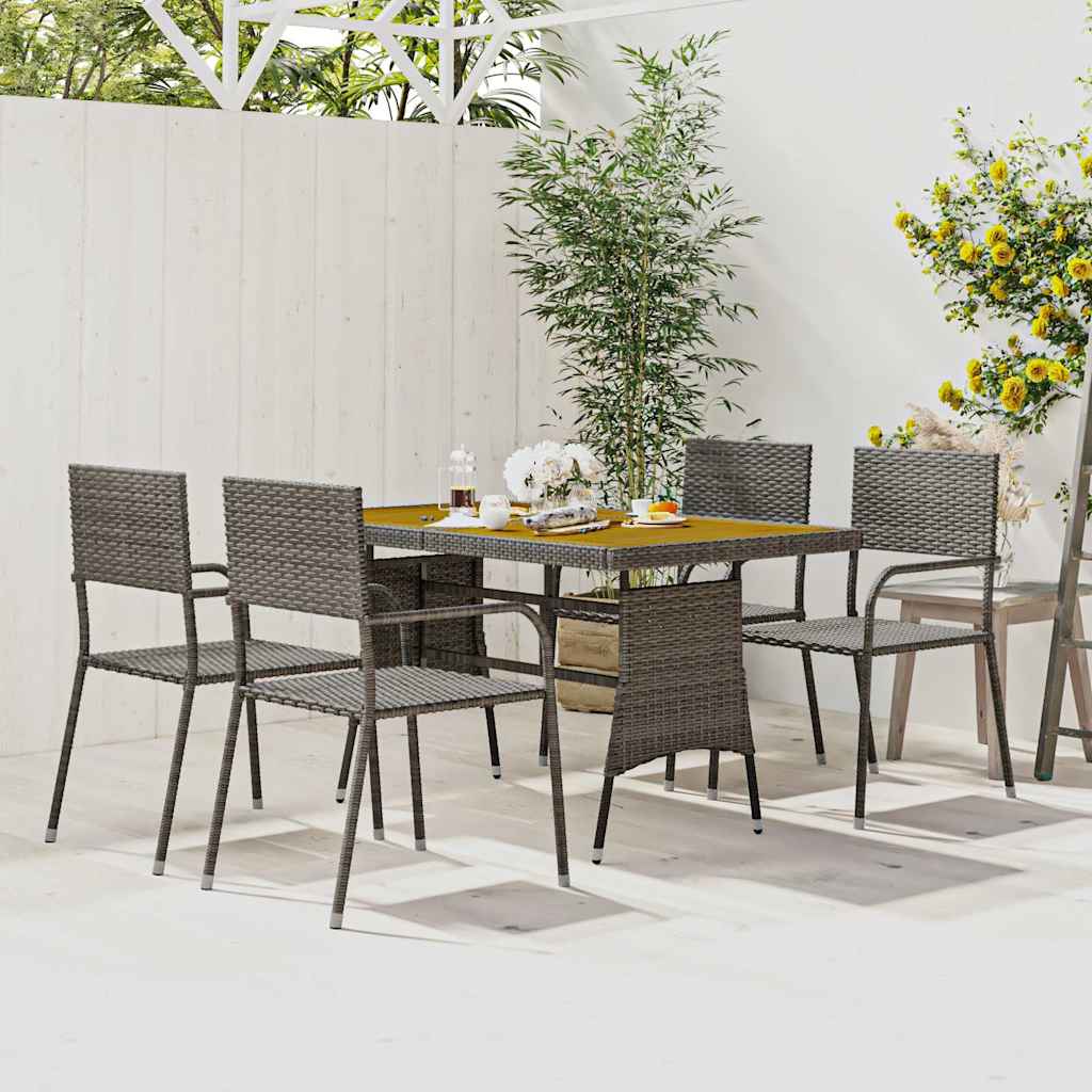 5 Piece Outdoor Dining Set Poly Rattan Grey