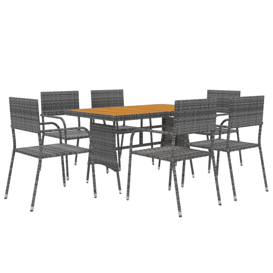 Outdoor Dining Set | Grey | PE rattan, steel, solid acacia wood