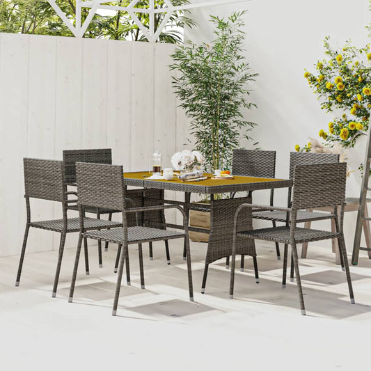 Outdoor Dining Set | Grey | PE rattan, steel, solid acacia wood
