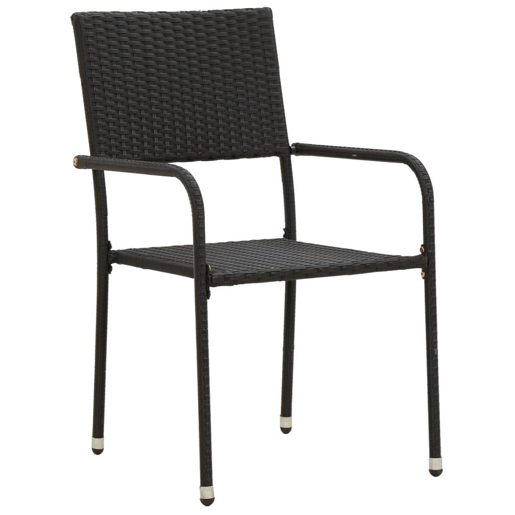 Outdoor Dining Set | Black | PE rattan, steel, solid acacia wood