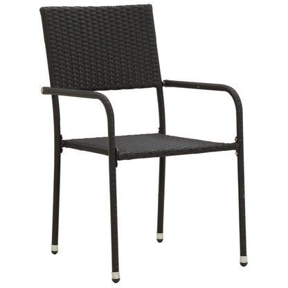 Outdoor Dining Set | Black | PE rattan, steel, solid acacia wood