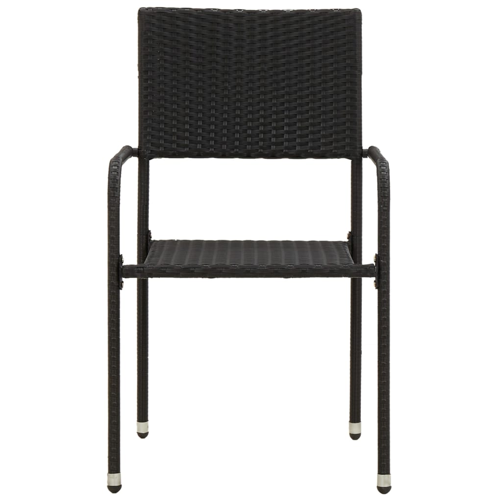 Outdoor Dining Set | Black | PE Rattan, Steel, Solid Acacia Wood | Large