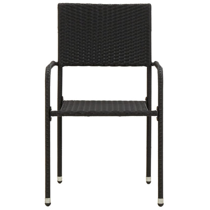 Outdoor Dining Set | Black | PE Rattan, Steel, Solid Acacia Wood | Large