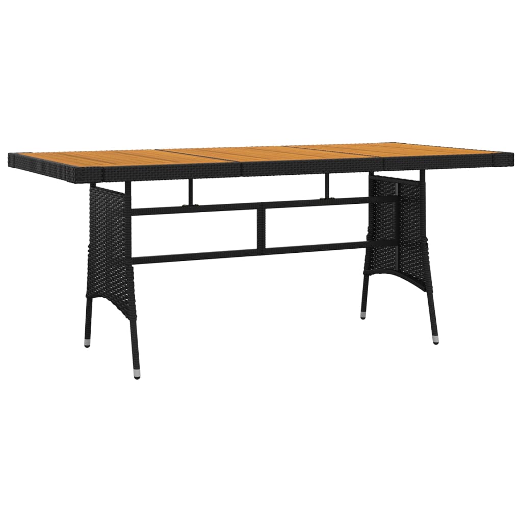 Outdoor Dining Set | Black | PE Rattan, Steel, Solid Acacia Wood | Large