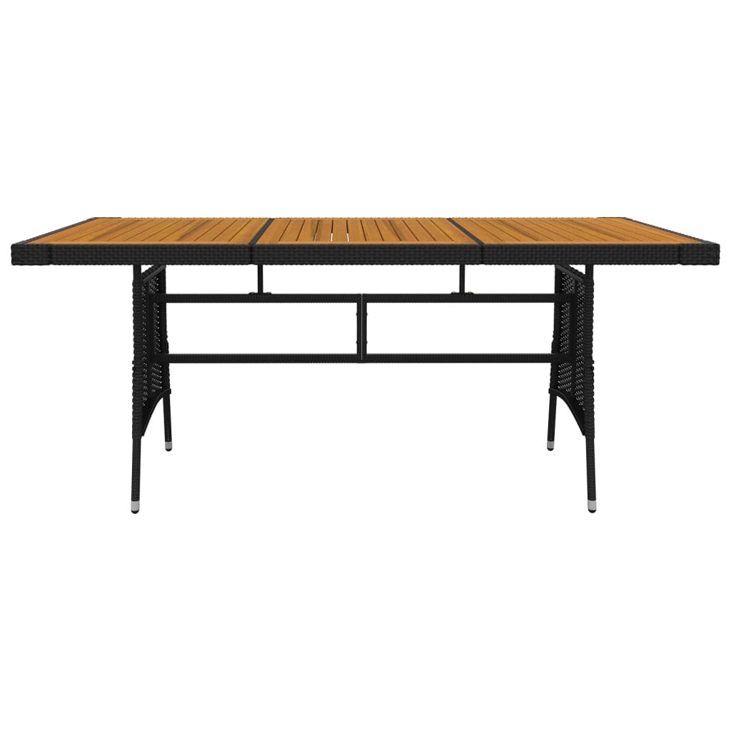 Outdoor Dining Set | Black | PE Rattan, Steel, Solid Acacia Wood | Large