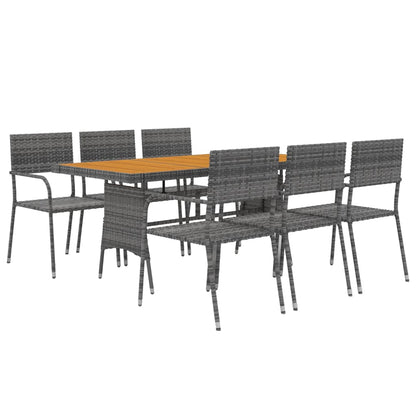 Outdoor Dining Set | Grey | PE rattan, steel, solid acacia wood | 7 Piece