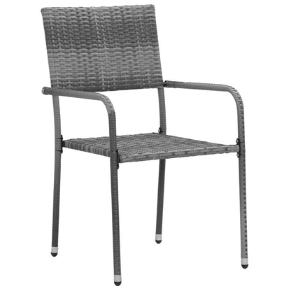 Outdoor Dining Set | Grey | PE rattan, steel, solid acacia wood | 7 Piece