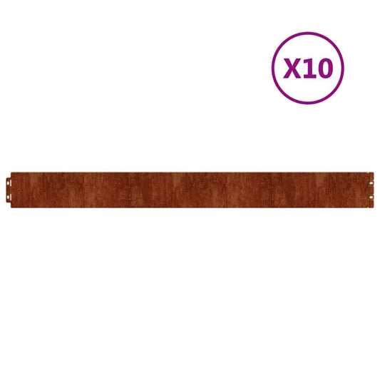 Lawn Edging 10 pcs 10 x 103 cm Weathering Steel Rusty