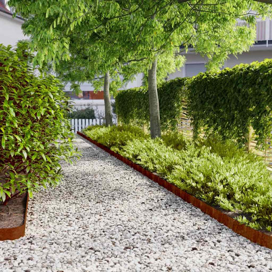 Lawn Edging 50 pcs 10 x 103 cm Weathering Steel Rusty