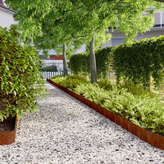 Lawn Edging 10 pcs 15 x 103 cm Weathering Steel Rusty