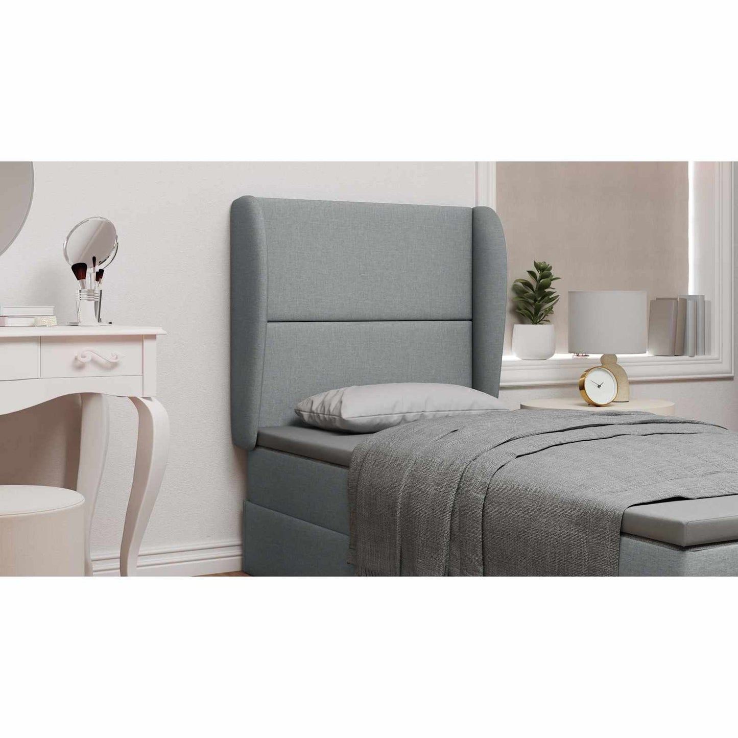 Headboard Ear Light Grey 80 x 23 x 6 cm Fabric