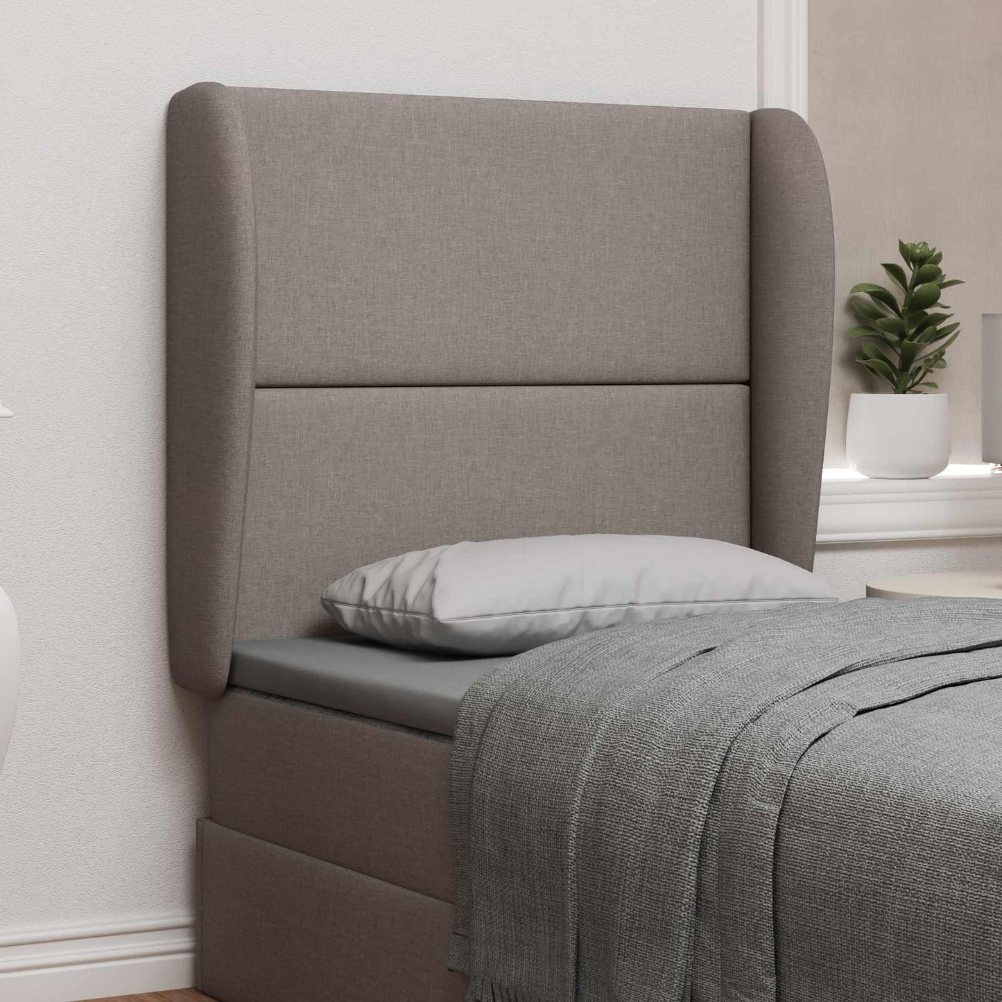 Headboard Ear Beige 80 x 23 x 6 cm Fabric